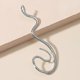 thumbnail image 3 of Pendiente de clip para oreja sin perforaciones con forma de serpiente, accesorio de fiesta para mujer, plateado, 3 of 4