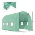 thumbnail image 3 of 15' x 7' x 7' Walk-in Tunnel Hoop Greenhouse, Green House for Outside with PE Cover, Steel Frame, Roll-Up Zipper Door & Windows for Flowers, Vegetables, Tropical Plants, Green, 3 of 7