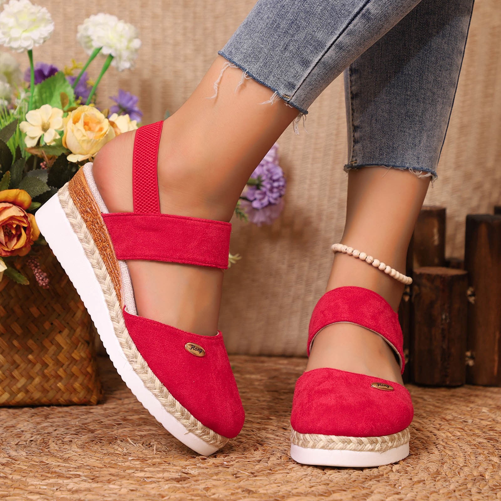 Sandales Femme Chaussures de Plage Feminine Compensé Respirante diamant
