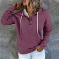 thumbnail image 2 of YUTK Womens Plus Size Tops - Women's Solid Button Hat Rope Hooded Pocket Pullover Fashionable Sweatshirts Purple Xl, 2 of 6