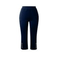 thumbnail image 2 of Uqiangy Women's Straight Leg Comfort Capri w/Tummy Control and Secret Pocket Capri Pants for Women Casual Summer Dressy Pull On Stretch High Waisted Crop Work Leggings with Pockets Navy XL, 2 of 5