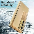 thumbnail image 7 of ELEHOLD Rugged Case for Samsung Galaxy Z Fold 6 , Hinge Protection Built-in Screen Protector Full Body Shockproof Plating Leather Hidden Stand Case with Stylus for Samsung Z Fold 6,Gold+Gold, 7 of 7