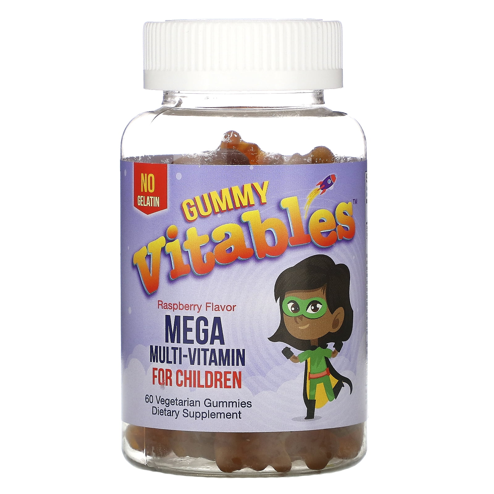 Vitables Gummy Mega Multivitamin for Children, No Gelatin, Raspberry
