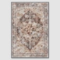 thumbnail image 3 of RYB HOME Washable Runner Rug 2x6 for Enterway Hallway, Abstract Distresssed Rug Soft Faux Wool Stain Resistant Non Slip Door Mat Runner for Kitchen Bathroom Laundry, 2x6 ft, Brown, 3 of 8