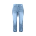 thumbnail image 6 of BUIGTTKLOP Capri Jeans for Women High Waisted Cropped Denim Pants Crisscross Raw Hem Summer Capri Pants with Pockets, 6 of 6