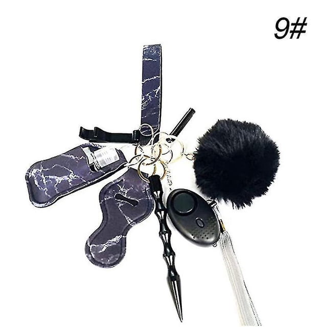 Conjunto de alarma de seguridad personal, mini producto de autodefensa, llavero multifunción para mujeres, niñas y niños