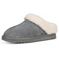 thumbnail image 3 of Parfeying Women's Slip on House Slippers, Real Wool from Sheep, Anti-slip Rubber Sole Warm Indoor Outdoor Slippers for Women, 3 of 7