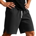 thumbnail image 5 of Erwazi Mens Shorts Solid Waffle Drawstring Waist Side Split Lightweight Summer Walking Outdoor Activities Shorts with Pocket, 5 of 6