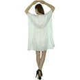 thumbnail image 6 of Bimba Women Short White Rayon Kaftan Slight Sheer Coverup Caftan Sleep Shirt, 6 of 8