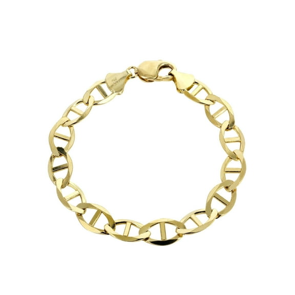 Solid Mens Mariner Bracelet 10K/14K Yellow Gold