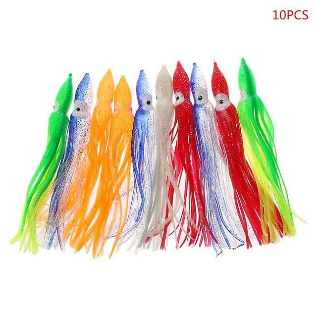 18CM 10 Uds Señuelos de pesca de plástico falda de calamar Trolling pulpo cebo suave