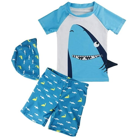 Boys Swimsuit 3 Pieces - Kids Swimwear Children Swim Set Short Sleeves ...