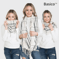 thumbnail image 5 of BASICO Warm Knit Winter Scarfs for Women White Plaid Infinity Scarf Circle Loop Scarves, 5 of 10