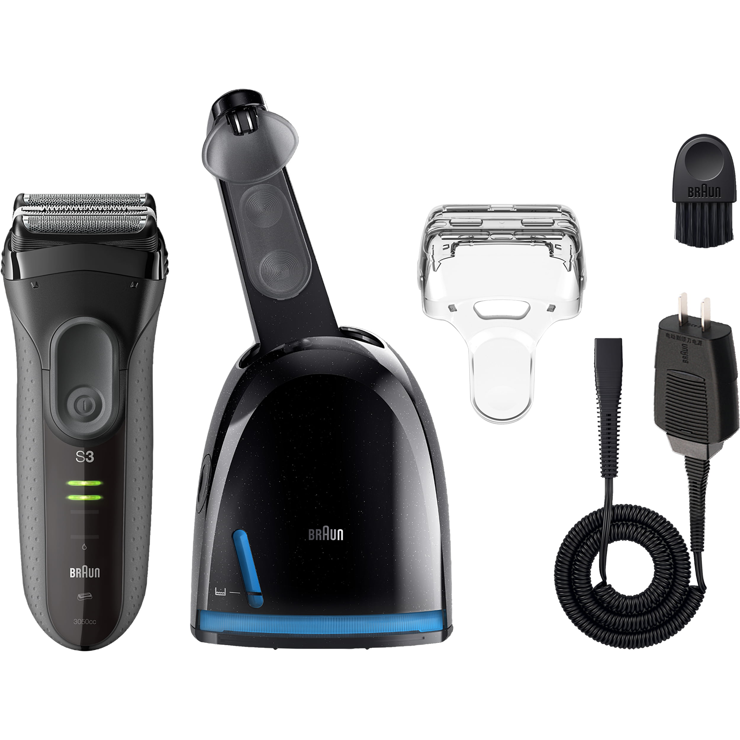 Braun Series 3 ProSkin 3050cc Wet Dry Electric Shaver, Clean Station