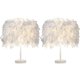 thumbnail image 1 of Juego de 2 lámparas de plumas, lámpara de noche, lámpara de mesa moderna, interruptor de botón, soporte E27, decoración del dormitorio del hogar, blanco, 1 of 5