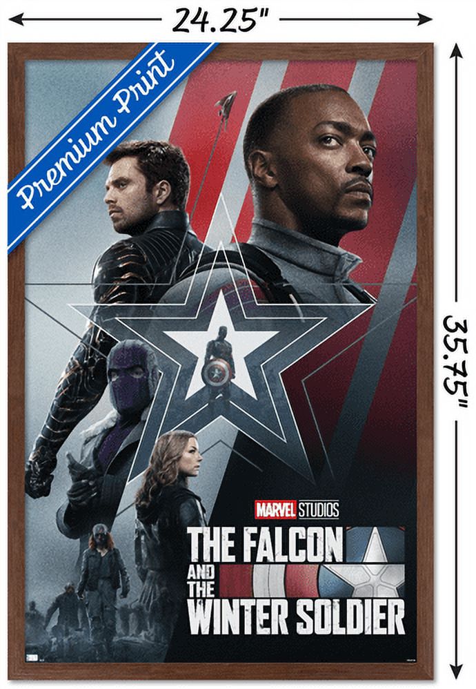 Marvel Falcon and Winter Soldier - Group One Sheet Wall Poster, 22.375" x 34", Framed