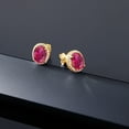 thumbnail image 6 of Gem Stone King 4.48 Ct Oval Red Created Ruby 18K Yellow Gold Plated Silver Earrings, 6 of 6