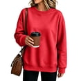 thumbnail image 2 of Womens Casual Tops Solid Color Crewneck Sweatshirt Long Sleeve Loose Fit Pullover Shirts Fashion Basic Tops, 2 of 5