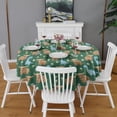 thumbnail image 2 of Green Highland Cow Dinosaur Pattern Round Tablecloth 60"x60",Wrinkle Wipeable Table Cloth for Kitchen Dining Room Picnic Patio Party, 2 of 6