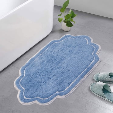 Home Weavers Allure Collection Bathroom Rug 100% Cotton Tufted Bathroom Rug, Soft & Absorbent Bath Rugs, Non-Slip Bath Rug, Machine Wash Dry Bath Mats - 21"x34" Bath Rug, Blue