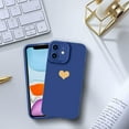 thumbnail image 5 of Designed for iPhone 11 Case (6.1 in) for Women Slim Silicone Camera Lens Protective Case with Cute Gold Heart Pattern Silky-Soft Touch Shockproof Cover for iPhone 11-Blue, 5 of 6