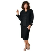 Roaman's Women's Plus Size Petite Plus Size Long Sleeve Shawl-Collar Jacket & Sheath Skirt Set – 2-Piece Suit