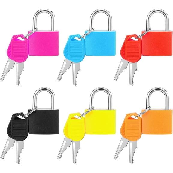 6 PCS Multicolor Small Luggage Locks with Keys, Mini Locker Lock, Metal Suitcase Locks, Plastic-Covered Copper Keyed Padlock for Locker, Suitcase, Boxes