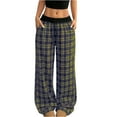 thumbnail image 3 of Cozyvia Women's Plaid Checkered Pants Flannel Pajama Pants Low Rise Stretchy Pajama Pants Lounge Wide Leg Baggy Sweatpants with Pockets - Yellow S, 3 of 7