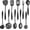 Black, variant on 304 Stainlss Steel Kitchen Utensils Set, 10 count Metal Cooking Utensil, Matte Kitchen Gadget Cookware and Kitchen Tool Set, Dishwasher Safe()