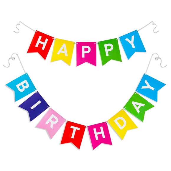 Banderín de cumpleaños Hirbisnis Rainbow Happy Birthday, 13 unidades