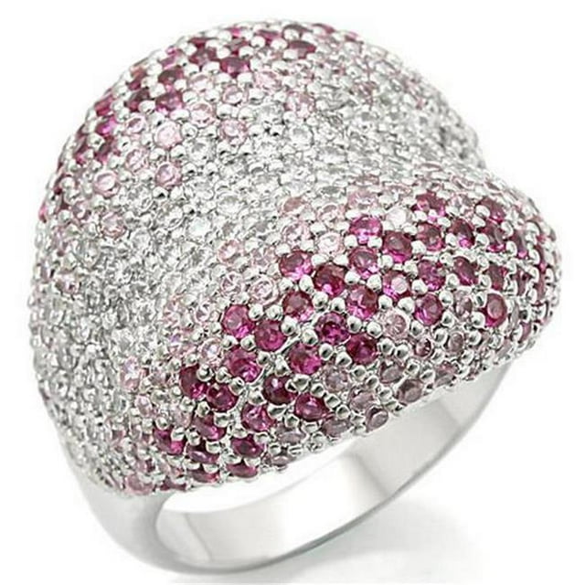 Bague en Laiton Rhodié avec AAA Grade CZ&44; Multi Couleur - Taille 5