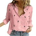 thumbnail image 1 of Pompotops T-shirt à Manches Longues Décontracté Imprimé Mode pour Femmes en Lin en Solde, 1 of 6