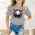 thumbnail image 2 of YUEHUA Back To Sch+ool Supplies Summer Boys Girls and Children's Short Sleeved Baseball Patterned Casual Loose Fitting Short Sleeved T Shirt, Size 10-11 Years, 2 of 6