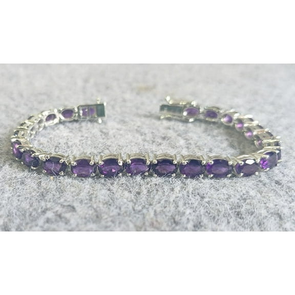Amethyst Tennis Bracelet in Silver,Birthstone Gemstone,women anniversary gift for her