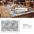 thumbnail image 3 of Placemats Set of 8, Blue Pink Spring Floral Woven Placemat, Linen Place Mats for Kitchen/Dining Tables, Vintage Summer Botanical Washable Table Mats for Party, 3 of 8