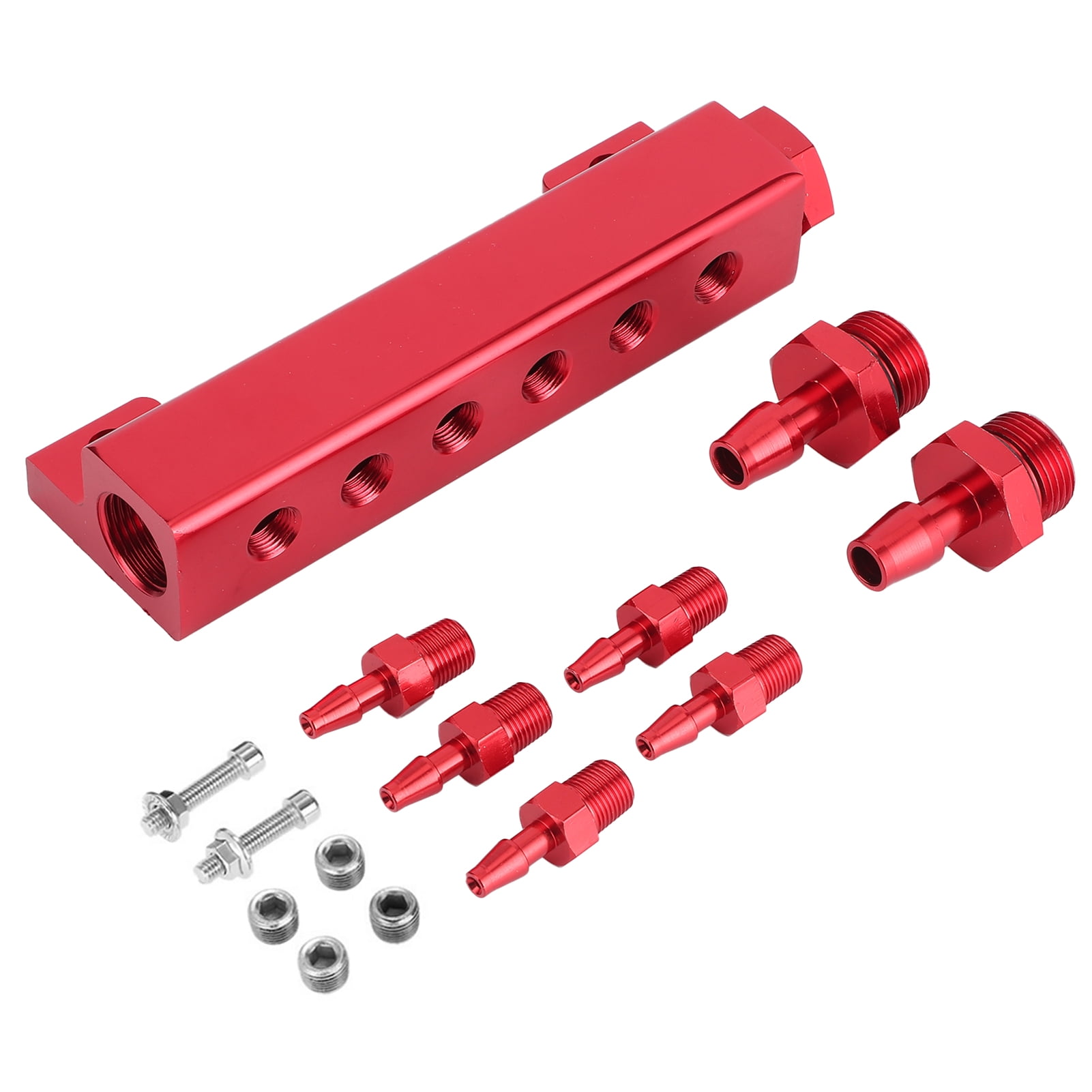 Dioche Universal 6 Port Vacuum Block Intake Manifold Kit Fuel Gas