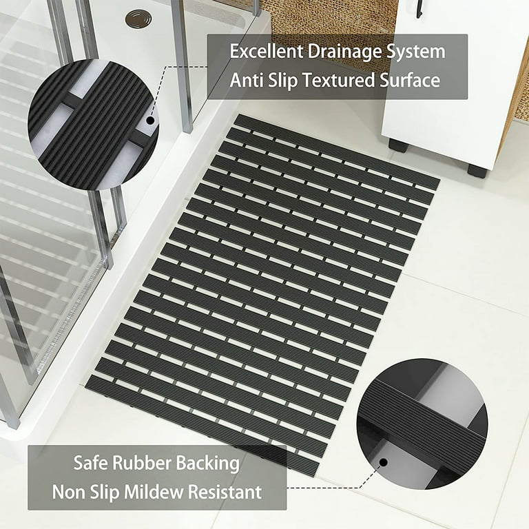 Shower Mat Non-Slip Bathtub Mat - Bath Mat For Tub Without Suction Cups,  Firm Spa Bath Mat, Shower Floor Mat With Heavy Duty Rubber For Indoor &  Outdoor, White Transparent 