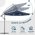 thumbnail image 3 of EROMMY 10ft Solar Lighted Patio Umbrella,Outdoor Offset Cantilever Umbrella, Infinite Tilt, Crank and Cross Base, UV Protection for Backyard, Lawn, Garden & Pool, 3 of 12