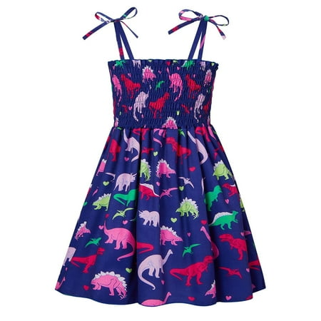 

Wesracia Girls Dresses Toddler Baby Kids Girls Sleeveless Strap Summer Beach Dresses Casual Clothes