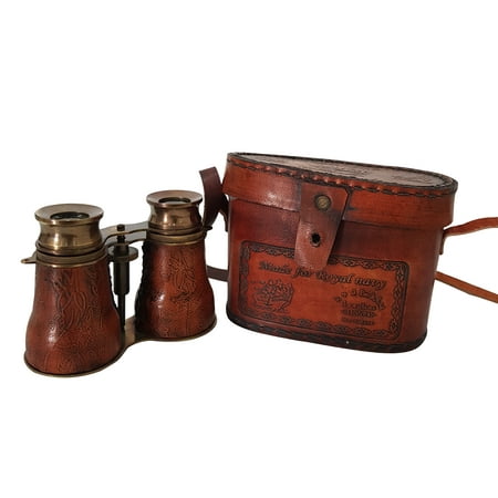 Anchor Brass Marine Binocular With R & J Beck Ltd. London 1857 Leather Case Nautical Vintage Spyglass