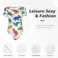 thumbnail image 5 of Lsque Colorful Dinosaur Women's Crew Neck Short Sleeve Bodysuit Basic T Shirts Tops Onesie Adult Cute Pajama-, 5 of 8
