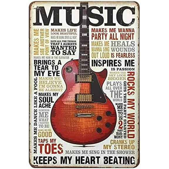 Tin Poster Metal Sign Music Guitar,Enjoy Music Life Quote S for Cafes Bars Pubs Shop Wall Decorative Funny Retro S for Men Women 8x12 Inch Plaque Signs