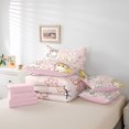 thumbnail image 6 of Homewish Lovely Cat Animals 7-Piece Twin Bedding,Cute Floral Bowknot Bedding Comforter Set,Pink,Pink Reversible, 6 of 8