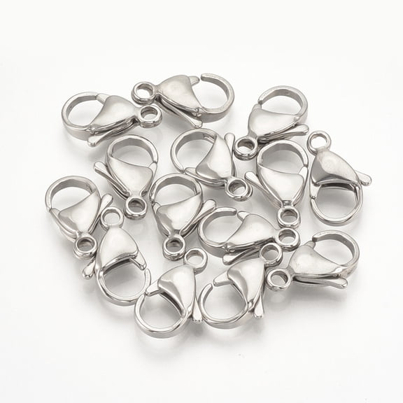 50pcs Tarnish Resistant 304 Stainless Steel Lobster Claw Clasps Stainless Steel color 11x7x3.5mm Hole: 1mm