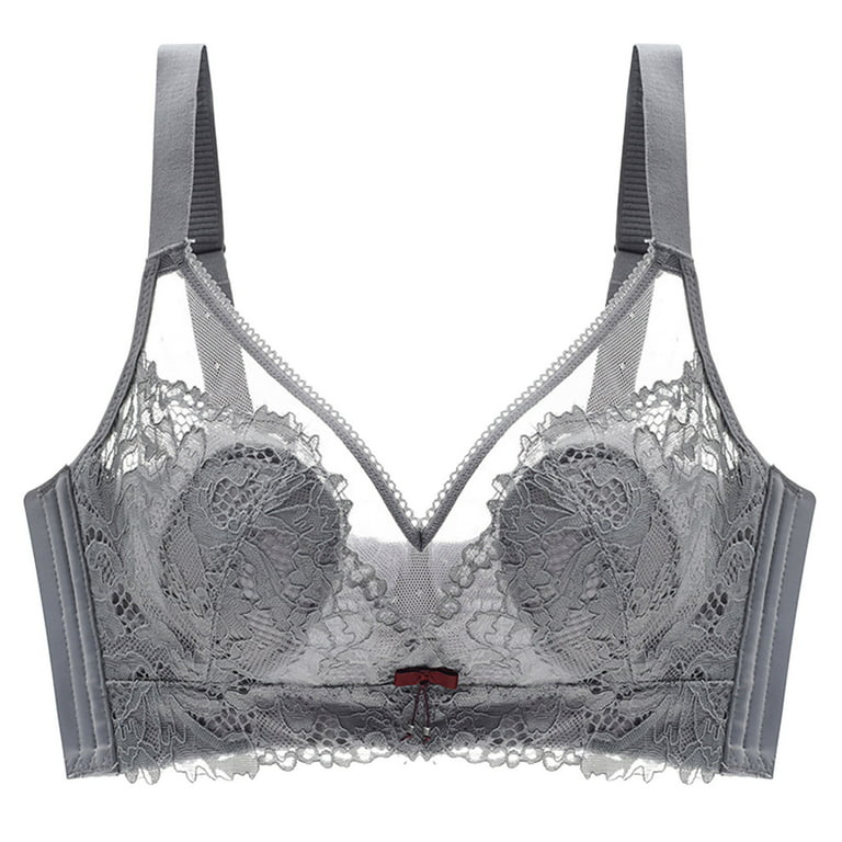 Outfmvch Push Up Bras For Women Bralettes For Women Wireless Bra Lace Bra  For Womens Underwire Bra Lace Floral Bra Unlined Unlined Plus Size Full  Coverage Bra Gray 34/75C 