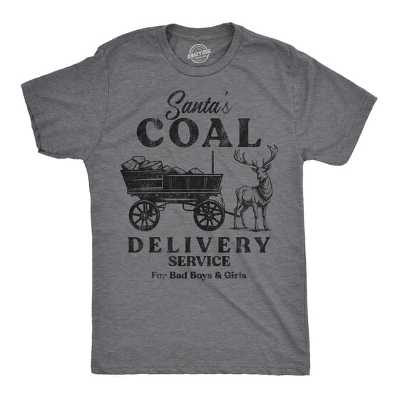 Mens Funny T Shirts Santas Coal Delivery Service Sarcastic Xmas Graphic Tee for Men (Dark Heather Grey - Santas Coal Delivery) - 4XL
