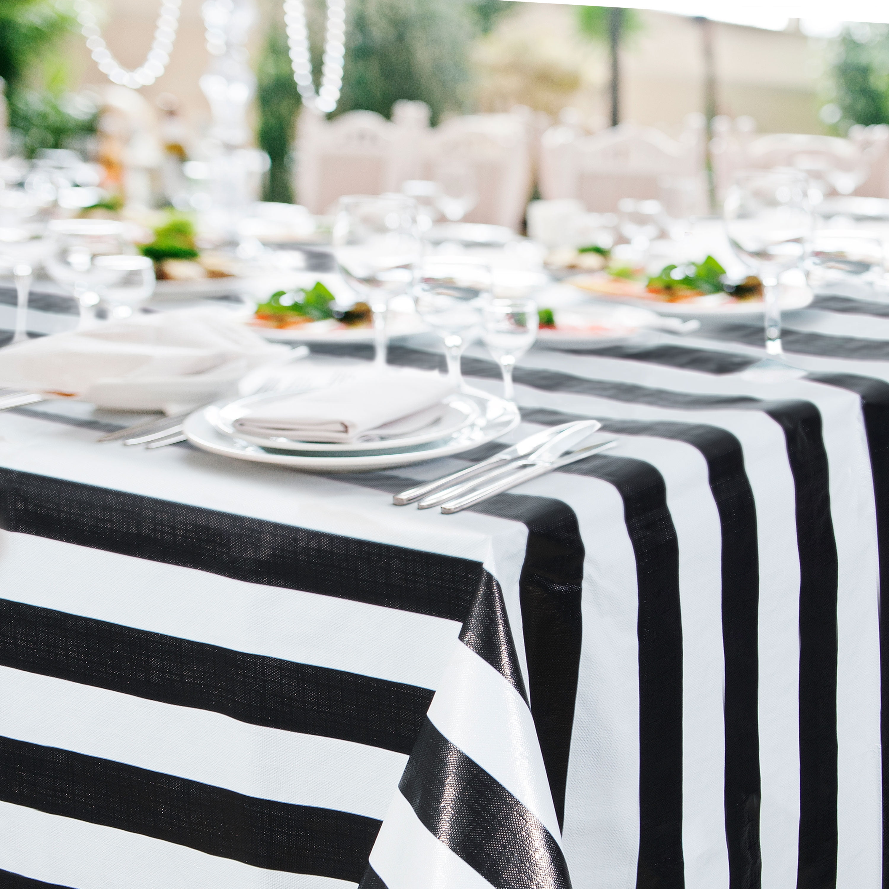 Dazzling black and white striped tablecloth walmart Black And White Strip Metallic Tablecloth Walmart Com