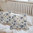 thumbnail image 6 of Navy Blue Floral Throw Pillow Covers 26x26 Inch Set of 2, Beige Vintage Farmhouse Botanical Leaves Waterproof Outdoor Pillow Covers, Decorative Cushion Pillowcases for Couch, Sofa, Bed, Garden, Patio, 6 of 9