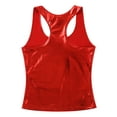 thumbnail image 4 of DPOIS Womens Shiny Metallic Sleeveless Racer Back Camisole Tank Top Vest Red L, 4 of 7
