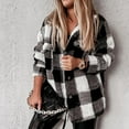 thumbnail image 2 of kakina CMSX Clearance Jackets for Women, Women Cozy Long Sleeve Faux Plaid Buttons Pokets Teddy Woolen Fleece Jacket Cardigan Coat Black, L, 2 of 6
